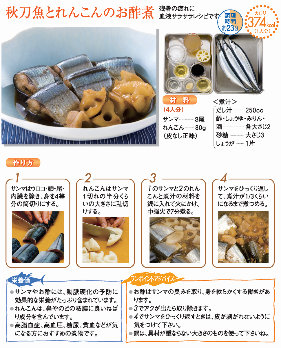 秋刀魚とれんこんのお酢煮